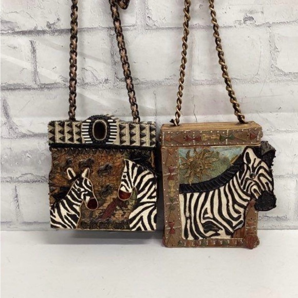 2 Vintage Mary Frances Zebra box purse - Picture 1 of 2